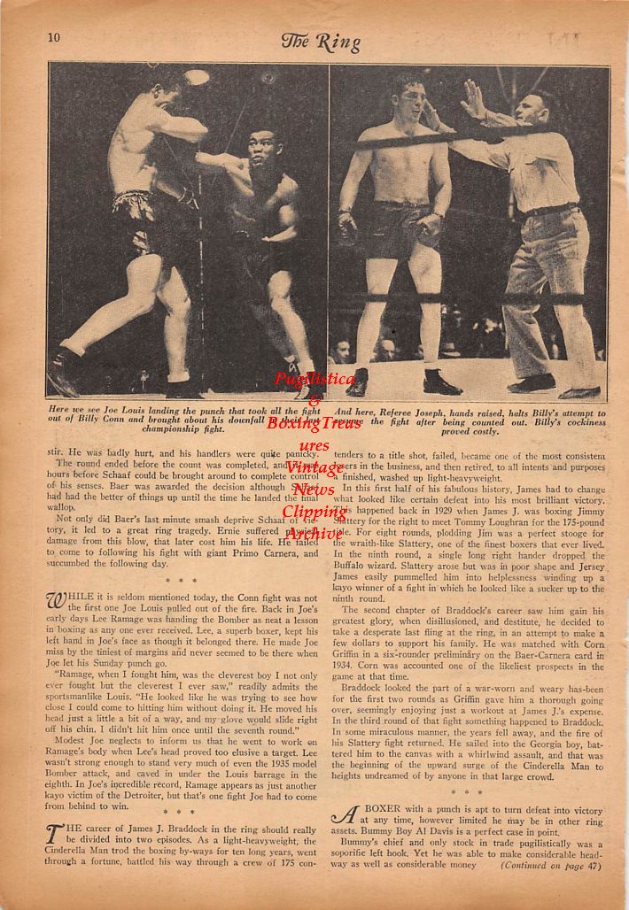 Boxing News Clipping #321 - Billy Conn, Joe Louis,