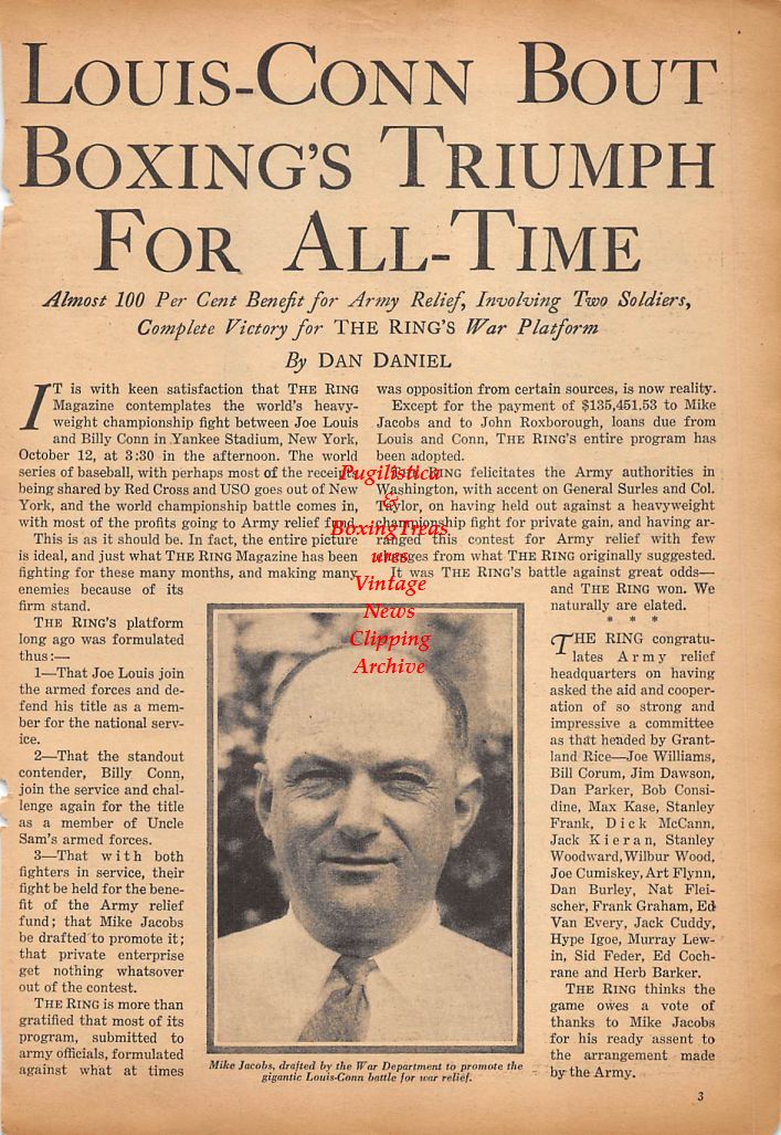 Boxing News Clipping #324 - Mike Jacobs, Joe Louis, Billy Conn