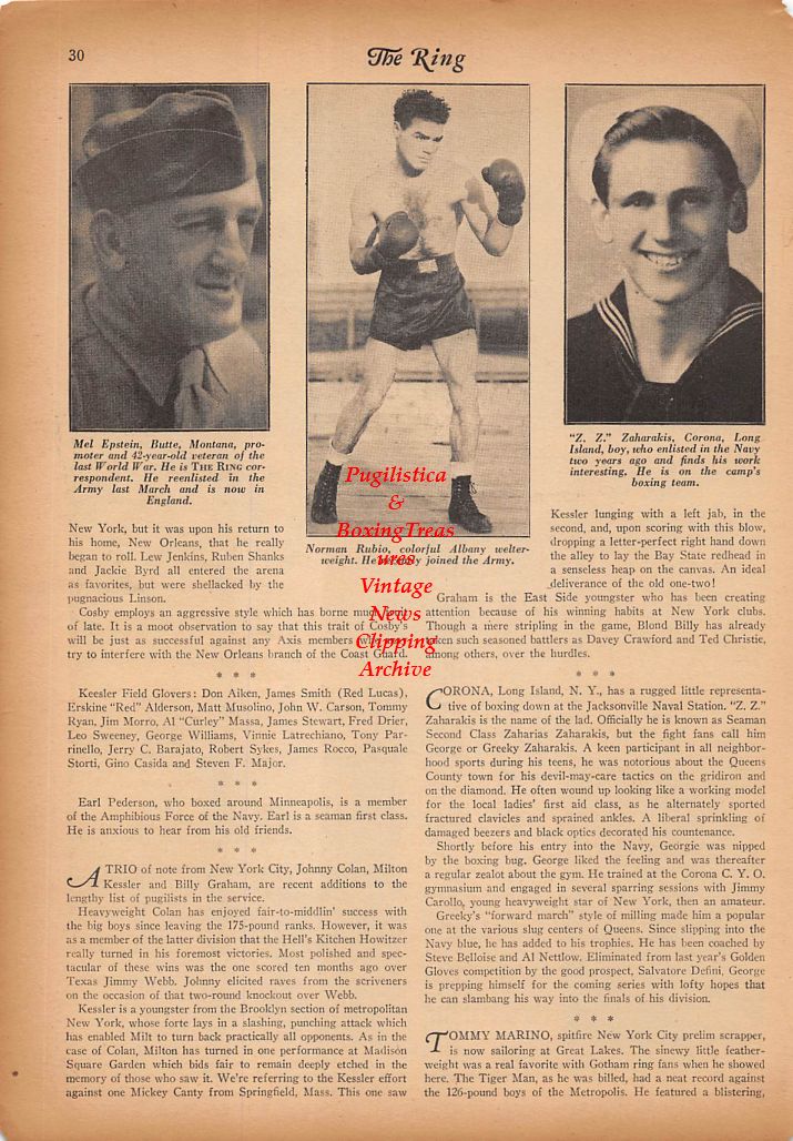 Boxing News Clipping #328 - Johnny Rohrig vs. Henry Huerta, Jack Manley vs. Mike Eannucci, Ray Heling, Tommy Marino, Mel Epstein, Norman Rubio and others