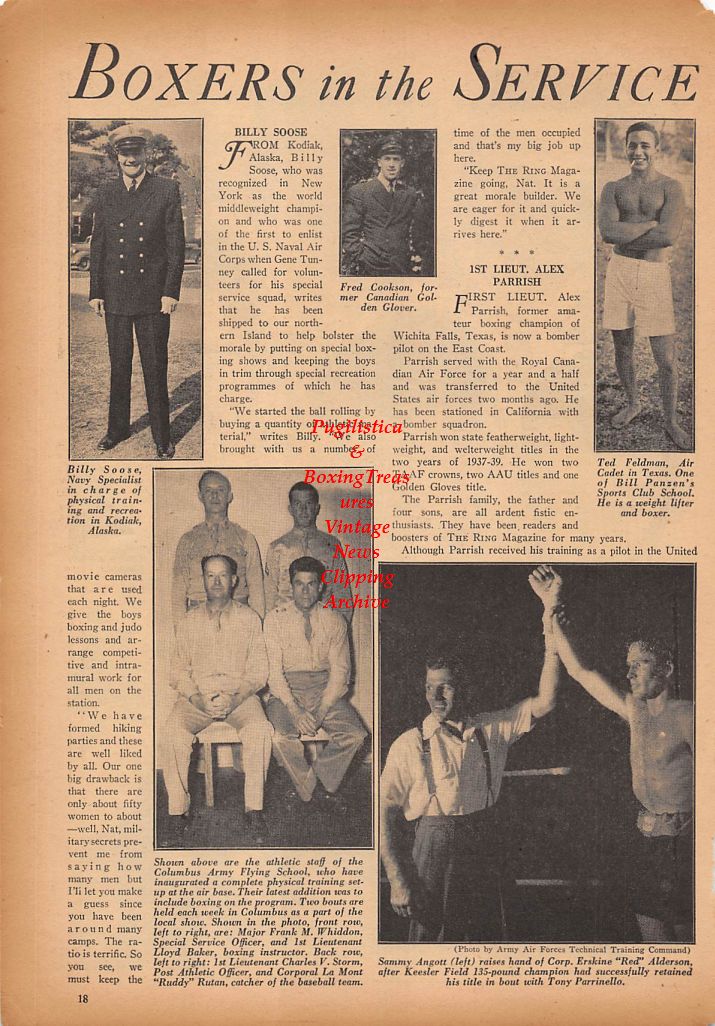 Boxing News Clipping #334 - New Jersey Boxers cartoon, Billy Soose, Fred Cookson, Ted Feldman, Sammy Angott, Red Alderson and others