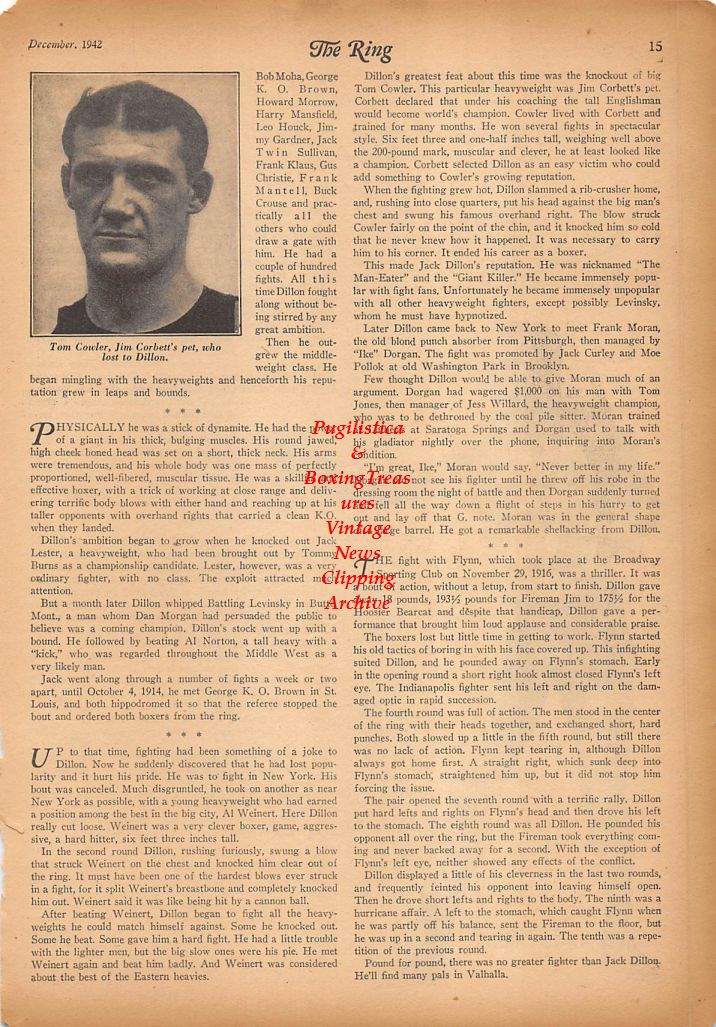 Boxing News Clipping #335 - Joe Jeannette, Tom Cowler