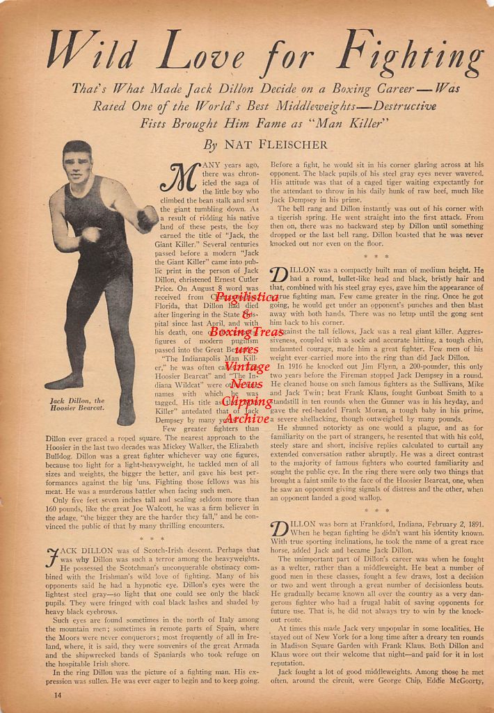 Boxing News Clipping #336 - Jack Dillon, A.J. Drexel Biddle