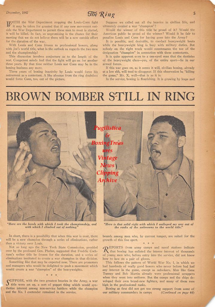 Boxing News Clipping #340 - Joe Louis in the military at Fort Riley