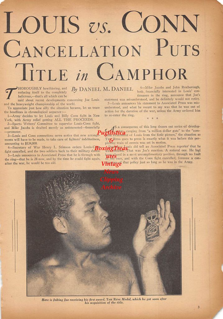 Boxing News Clipping #341 - Joe Louis with The Ring Medal