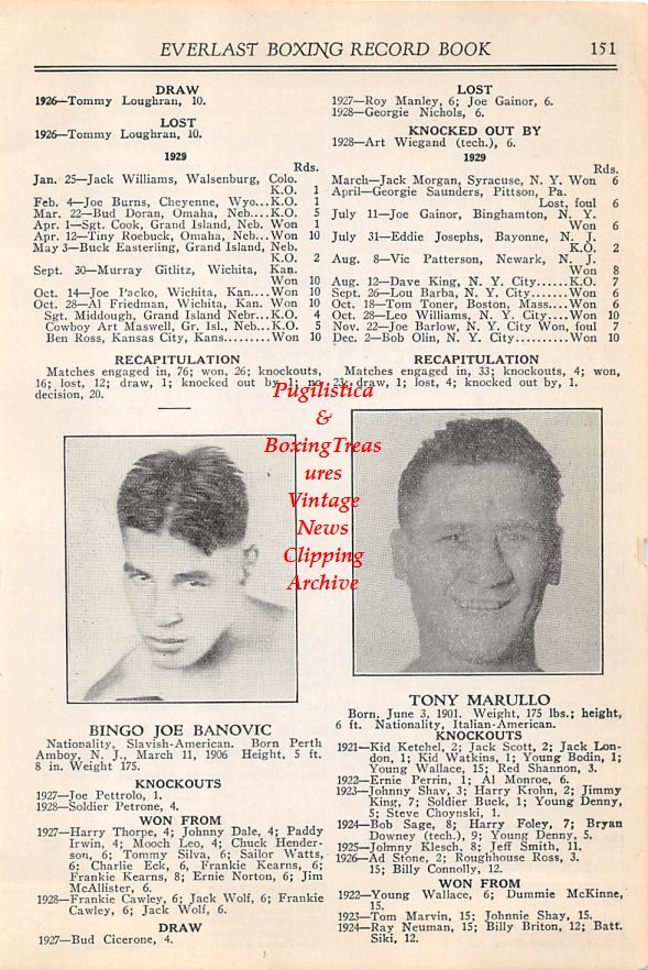 Boxing News Clipping #35 - Bingo Joe Banovic, Tony Marullo