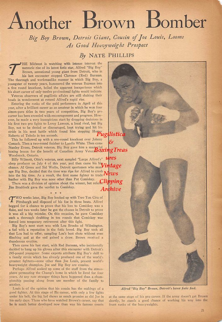 Boxing News Clipping #350 - Alfred "Big Boy" Brown, James J. Corbett