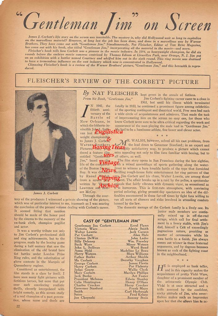 Boxing News Clipping #350 - Alfred "Big Boy" Brown, James J. Corbett