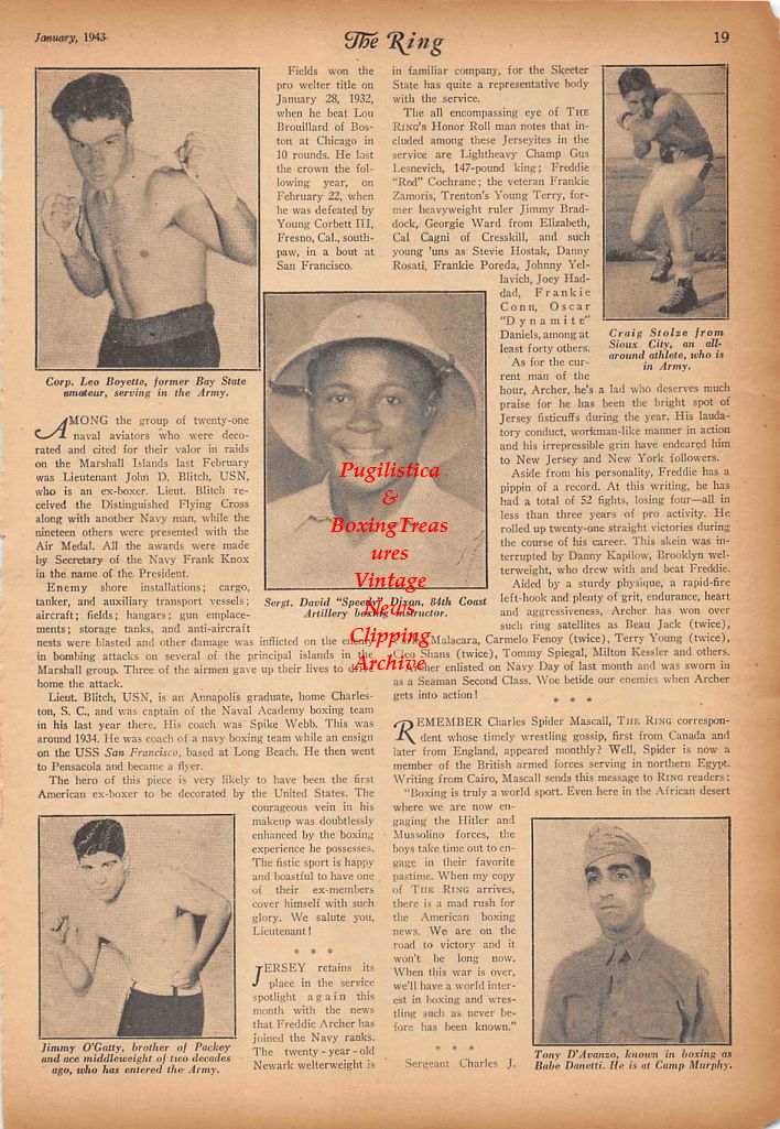 Boxing News Clipping #351 - Al Singer, Al Coulter, Frank Santoro, Leo Boyette, David Dixon, Craig Stolze, Tony D'Avanzo, Jimmy O'Gatty