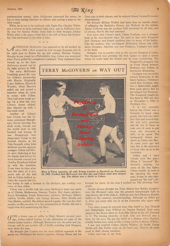 Boxing News Clipping #356 - Terry McGovern vs. Young Corbett, Henry Armstrong vs. Fritzie Zivic