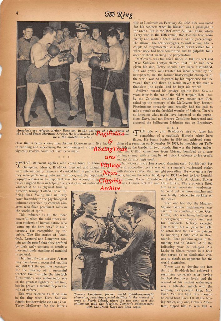 Boxing News Clipping #359 - Benny Leonard, Arthur Donovan, Tommy Loughran