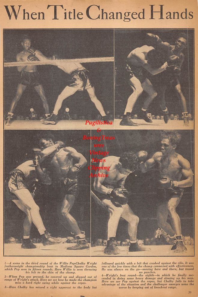 Boxing News Clipping #362 - Willie Pep vs. Chalky Wright