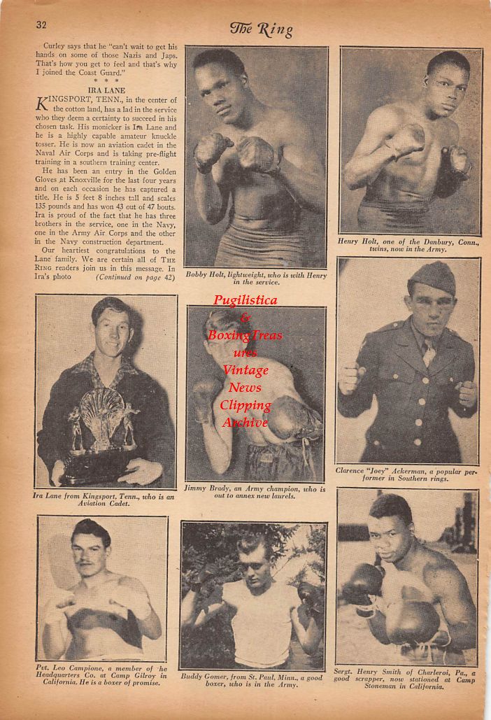 Boxing News Clipping #363 - Bobby Holt, Henry Holt, Ira Lane, Jimmy Brady, Joey Ackerman, Leo Campione, Buddy Gomer, Henry Smith, Jimmy Gill, Red Alderson, Chuck Hurst, Nick Chepa