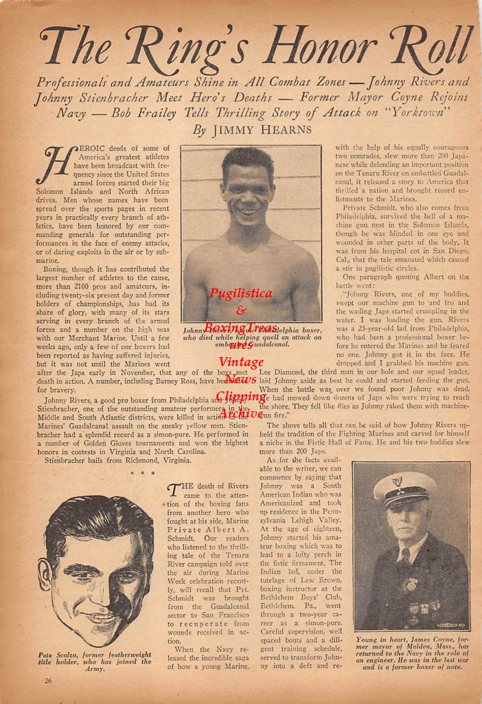 Boxing News Clipping #365 - Johnny Rivers, Pete Scalzo, James Coyne