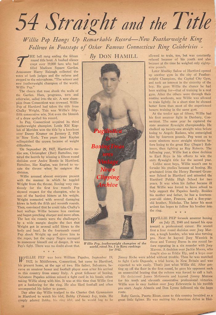 Boxing News Clipping #367 - Willie Pep