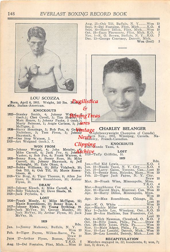 Boxing News Clipping #37 - Lou Scozza, Charlie Belanger, Jimmy Slattery