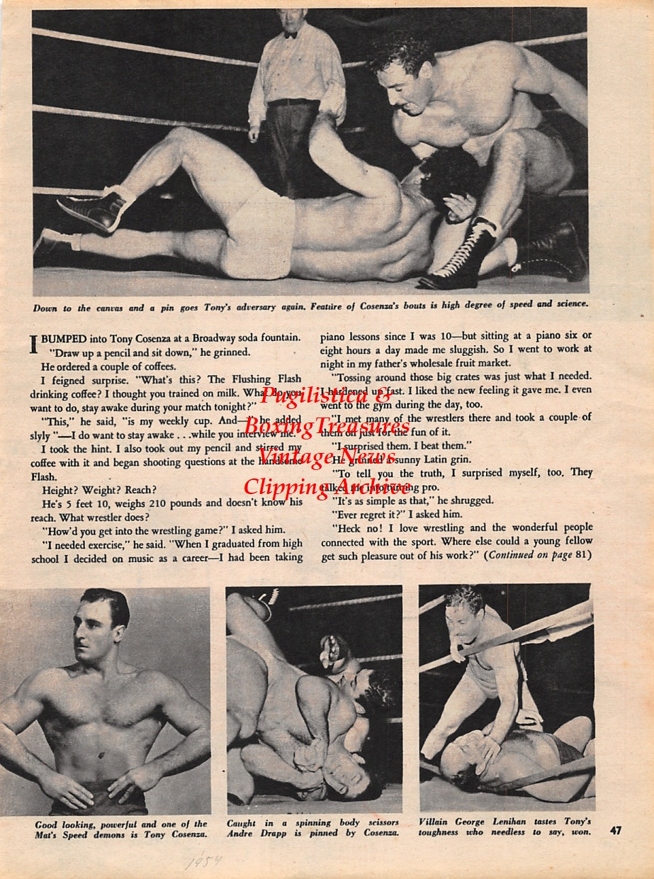 Wrestling News Clipping #37 - Roger Mackay, Bill Melby, Walter Palmer, Marvin Mercer, Tony Cosenza, Andre Drapp, George Lenihan