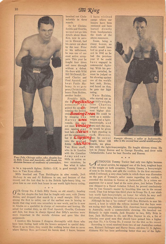 Boxing News Clipping #371 - Gus Lesnevich, Anton Christoforidis, Ezzard Charles, Tony Zale, Georgie Abrams