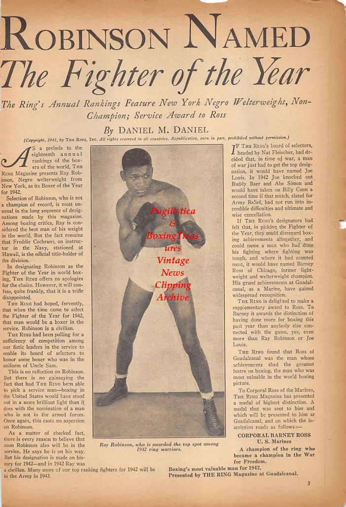 Boxing News Clipping #374 - Sugar Ray Robinson, Barney Ross