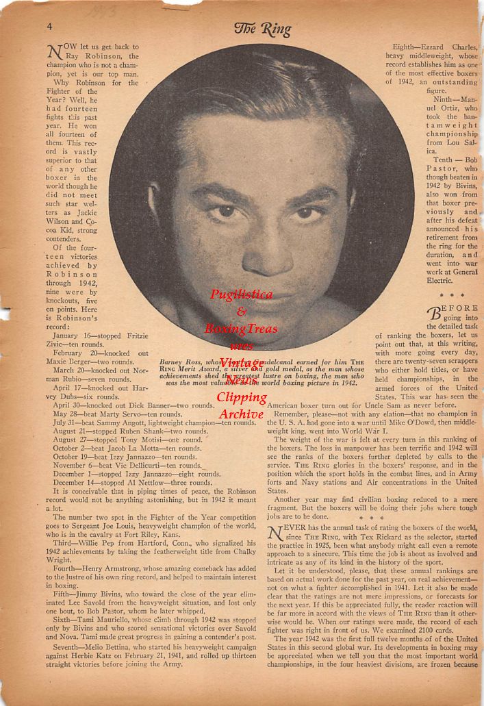 Boxing News Clipping #374 - Sugar Ray Robinson, Barney Ross