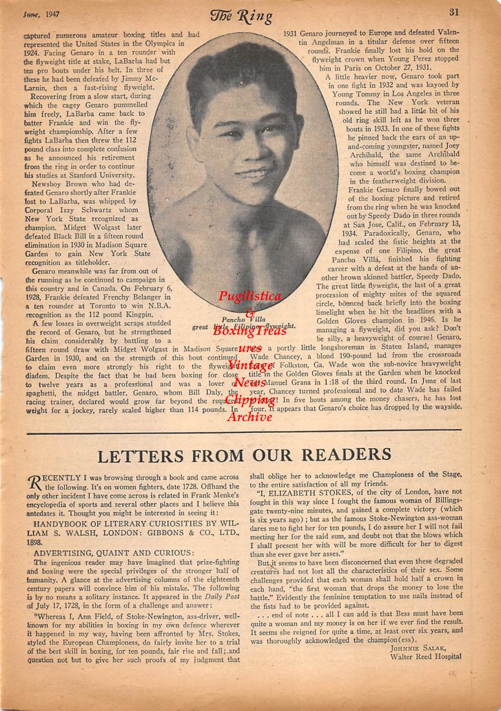 Boxing News Clipping #376 - Pancho Villa