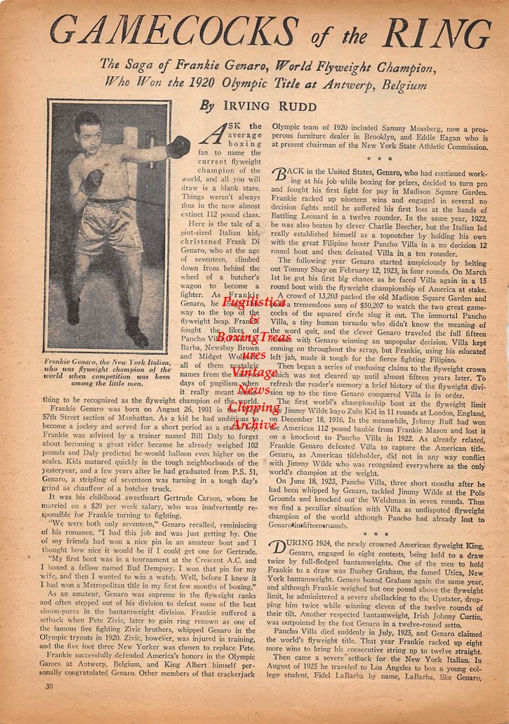 Boxing News Clipping #377 - Vince DiVenti, Mike Kaballa, Sal Puzzo, Tommy Kiddy, Ernie Durando, Frankie Genaro