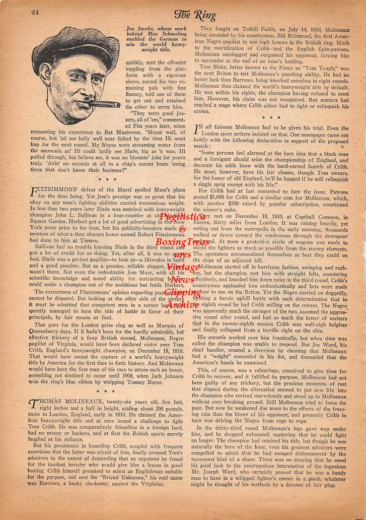 Boxing News Clipping #379 - Jimmy Johnston, Tom O'Rourke, Joe Jacobs