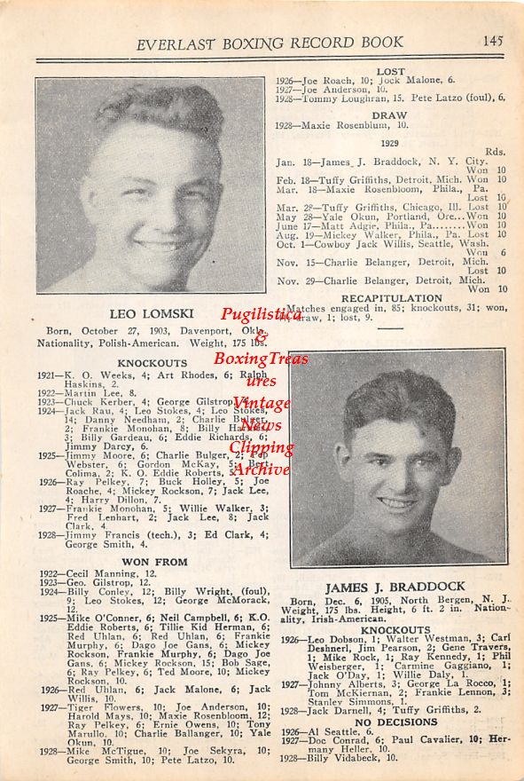 Boxing News Clipping #38 - Leo Lomski, James J. Braddock, George Courtney