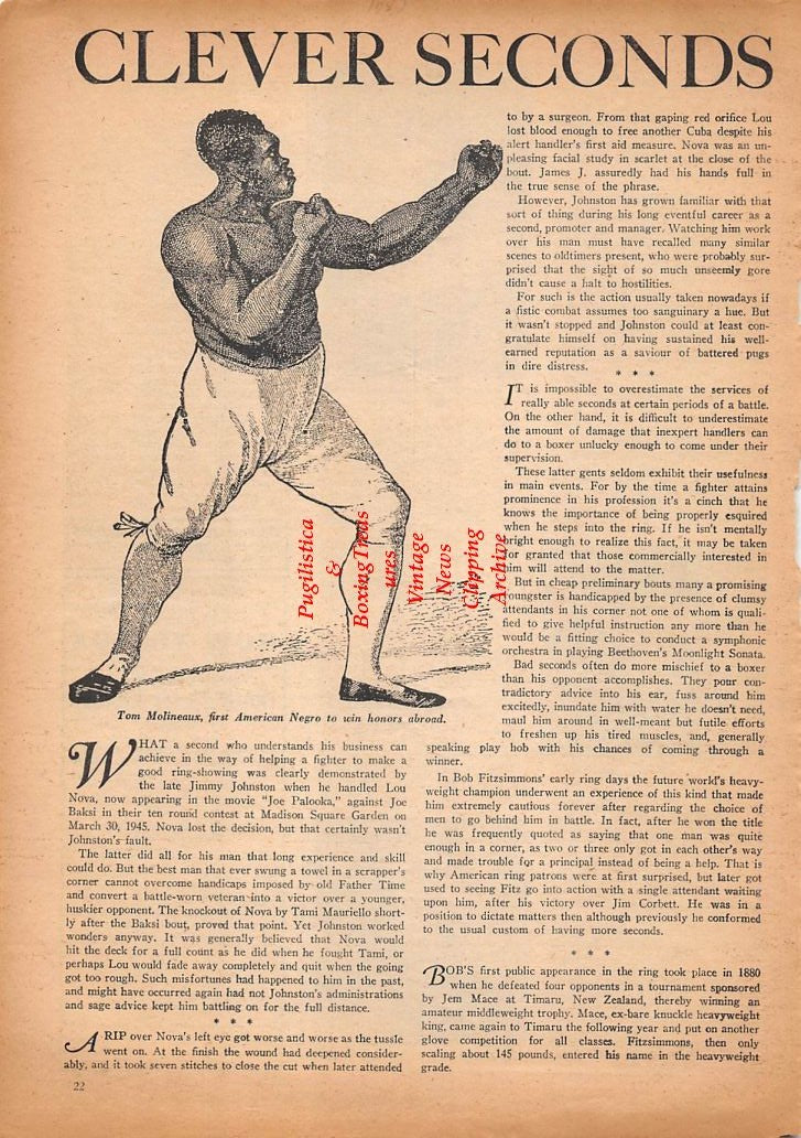 Boxing News Clipping #380 - Tom Molineaux, Eddie Ownby, Mickey Savage, Leo Garrett