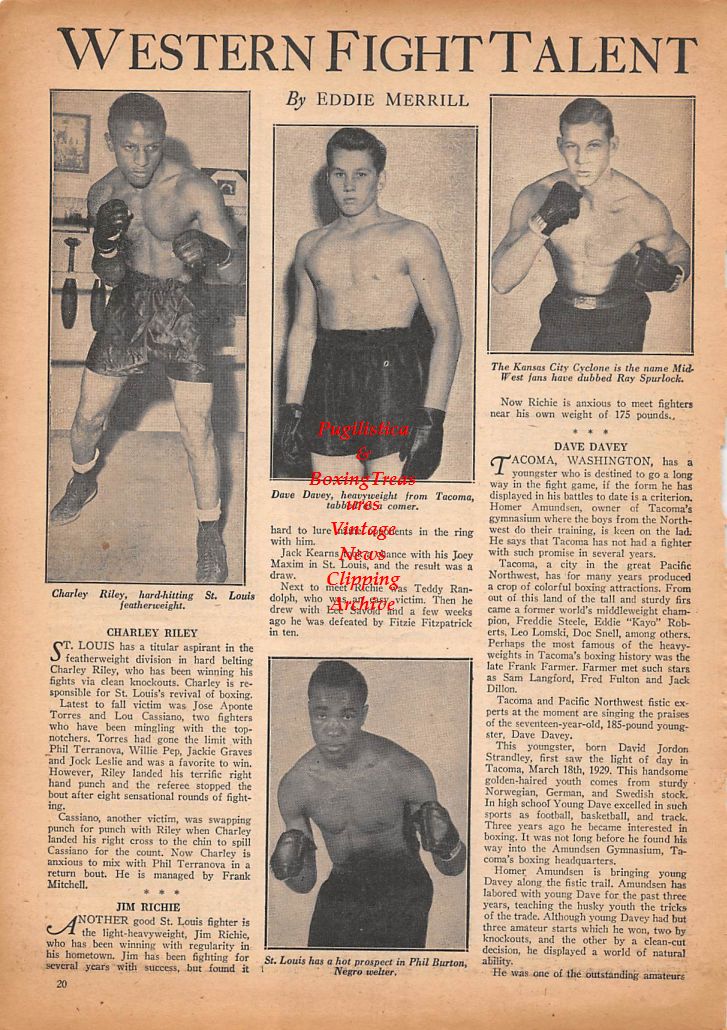 Boxing News Clipping #381 - Joe Lucignano, Mike DeCosmo, Tommy Baker, Willis Applegate, Charley Riley, Dave Davey, Ray Spurlock, Phil Burton