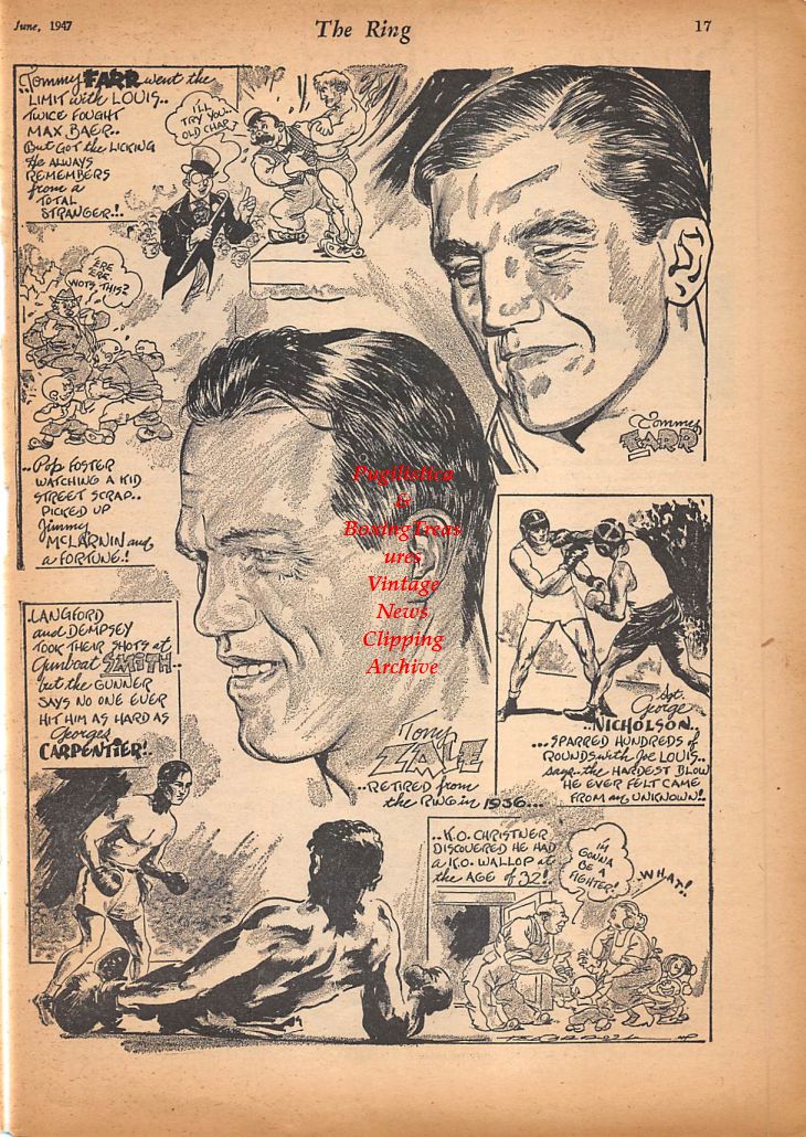 Boxing News Clipping #382 - Tony Zale, Tommy Farr, Stan Hawthorne, Willie Whyte, Bert Jackson, Eddie Thomas, Alby Hollister
