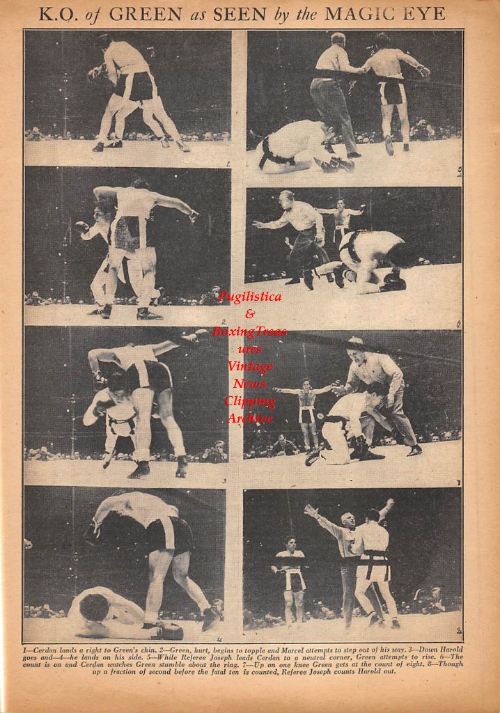 Boxing News Clipping #386 - Marcel Cerdan vs. Harold Green, Jake LaMotta vs. Tommy Bell