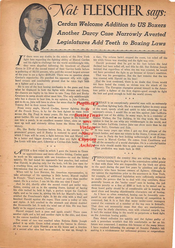 Boxing News Clipping #387 - Jake LaMotta, Ezzard Charles