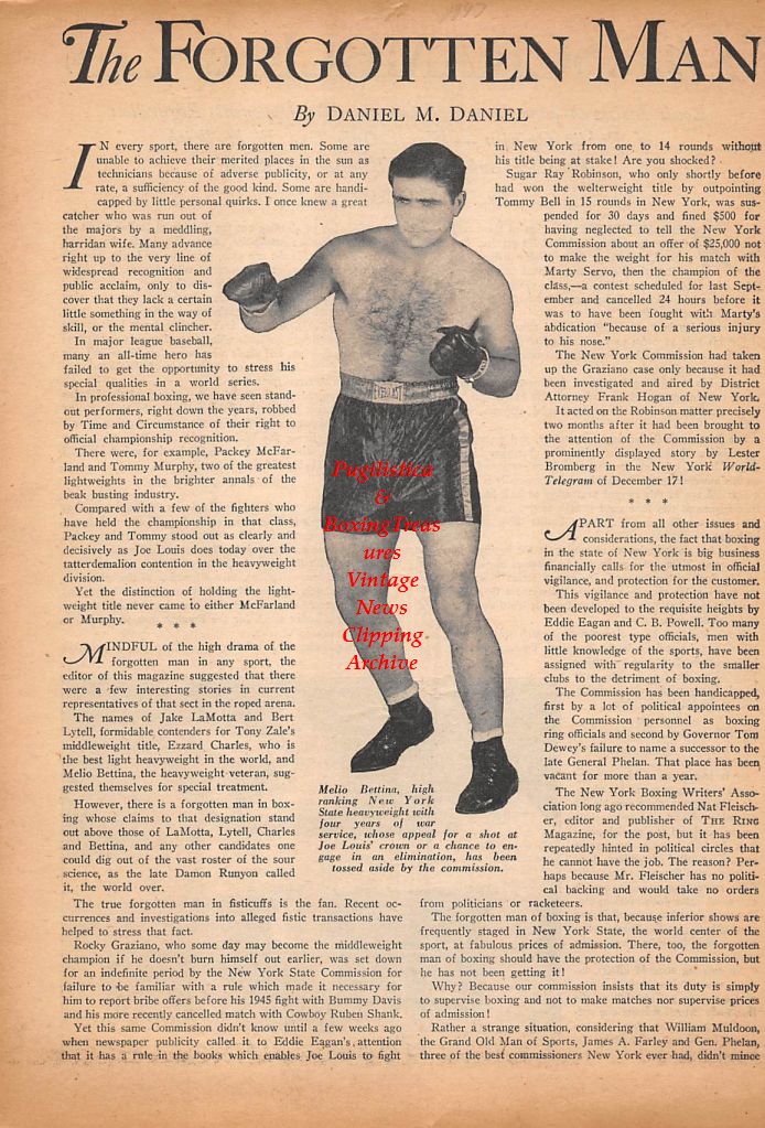 Boxing News Clipping #388 - Melio Bettina, Joe Louis vs. Arturo Godoy