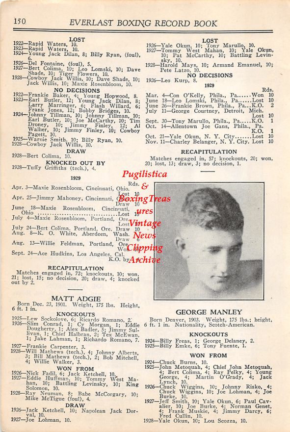 Boxing News Clipping #36 - George Manley, Fred Lenhart
