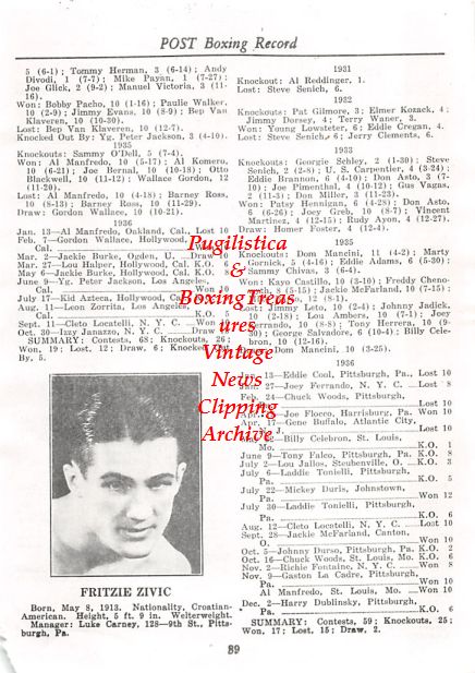 Boxing News Clipping #395 - Fritzie Zivic, Eddie Zivic