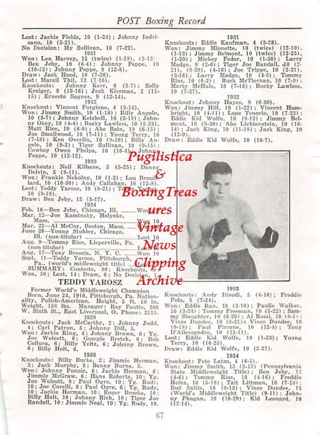 Boxing News Clipping #399 - Teddy Yarosz