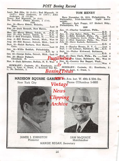 Boxing News Clipping #400 - James J. Johnston, Sam McQuade
