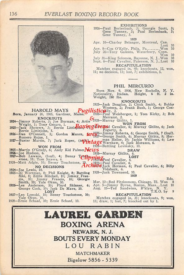 Boxing News Clipping #41 - Harold Mays, Teddy Sandwina