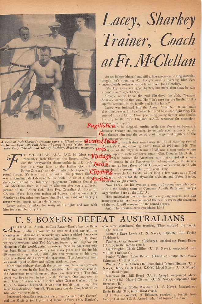 Boxing News Clipping #413 - Barney Felix, Claude Burkett, Paul Cardy, Anthony Cardy, Anthony Cira, Jack Jersey, Jack Sharkey and others