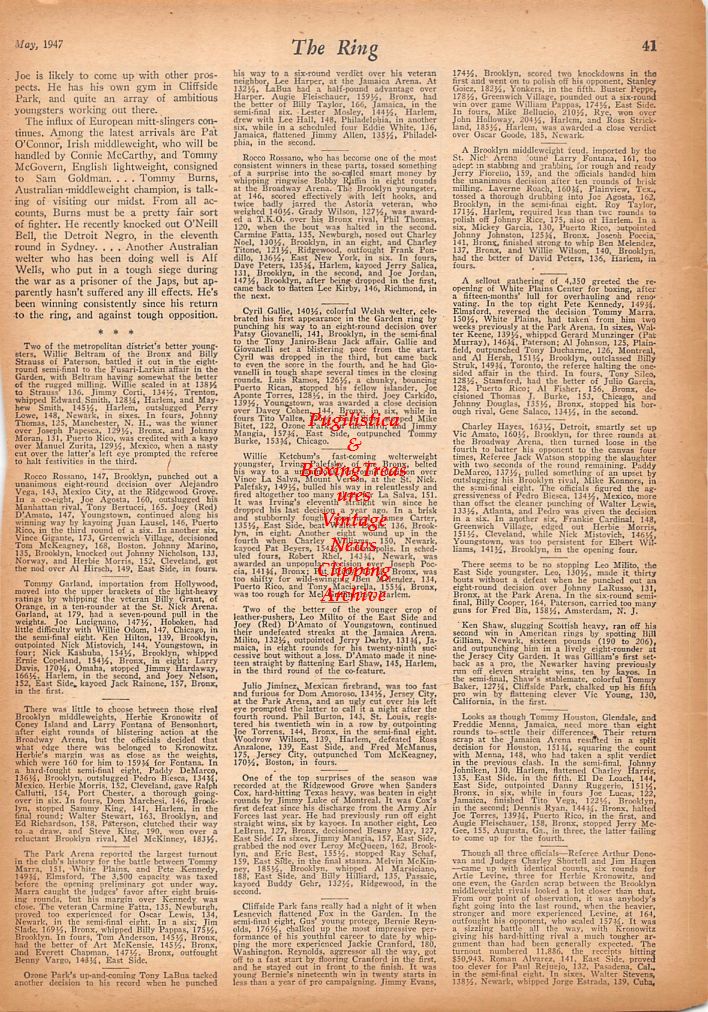 Boxing News Clipping #417 - Harold Stine