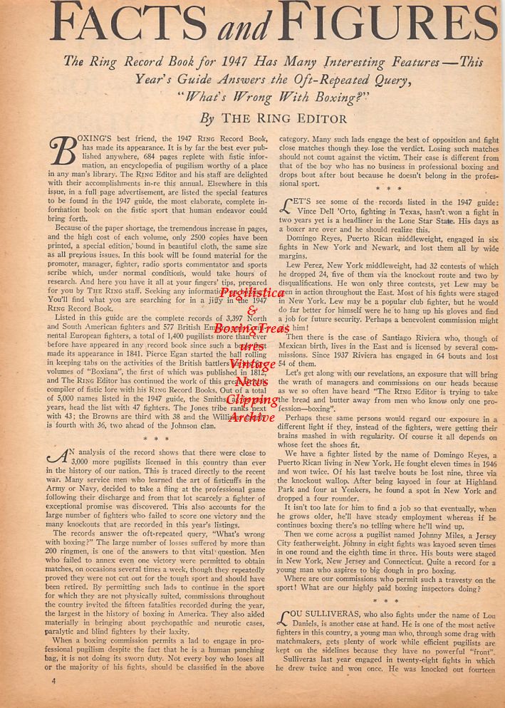 Boxing News Clipping #419 - Joe Louis exhibitions in Central and South America
