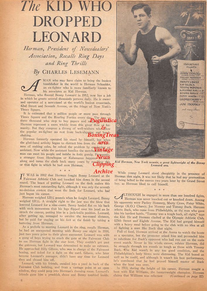 Boxing News Clipping #421 - Ken Shaw, Max Perez, Harry Berntsen, Cyril Gallie, Kid Herman
