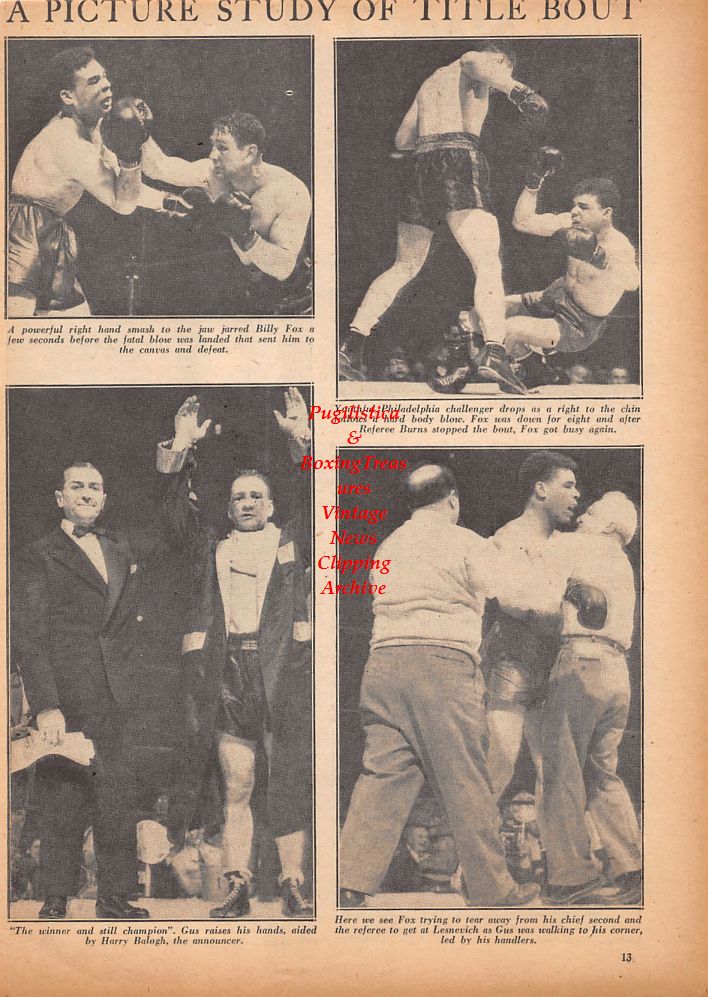 Boxing News Clipping #424 - Jem Mace, Gus Lesnevich vs. Billy Fox