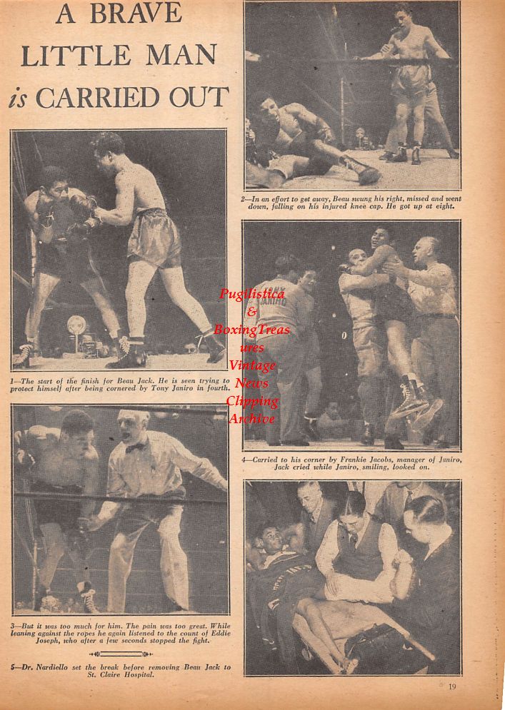 Boxing News Clipping #426 - Beau Jack vs. Tony Janiro, Tippy Larkin vs. Charley Fusari