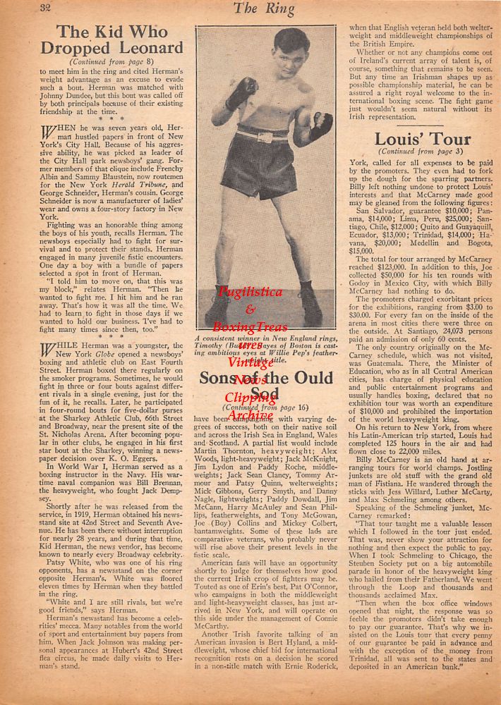 Boxing News Clipping #431 - Timothy "Buddy" Hayes, Georges Carpentier