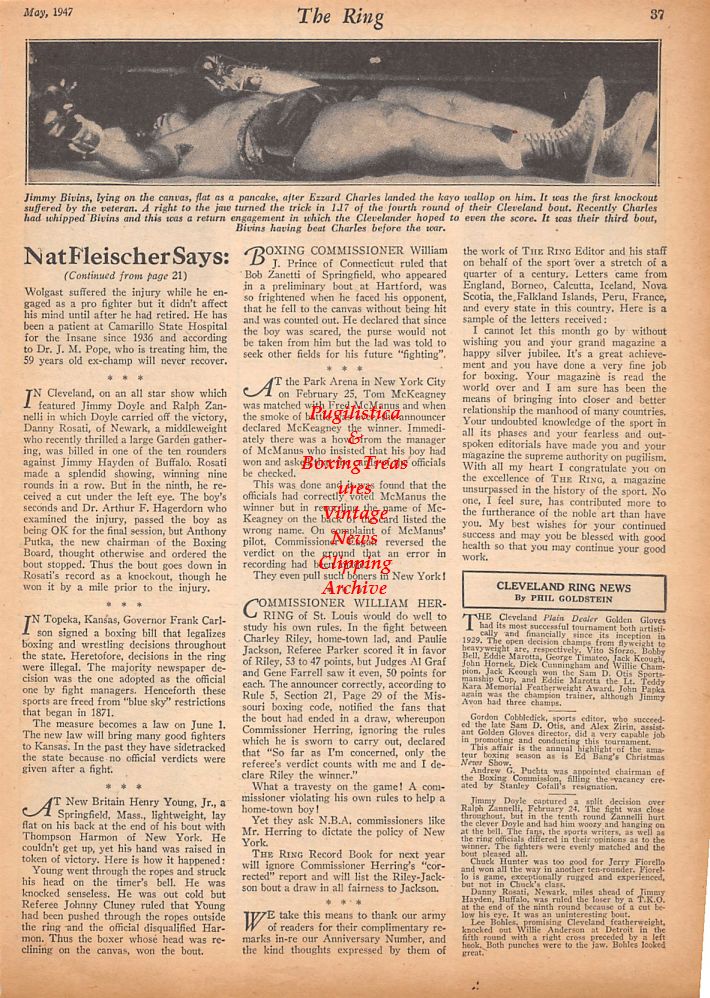 Boxing News Clipping #432 - Pat Iacobucci, Lino Garcia, Larry Huff, Paul Carbetta, Forrest Dever, Jimmy Bivins vs. Ezzard Charles