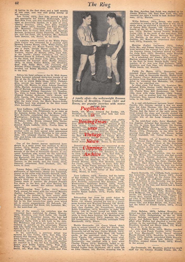 Boxing News Clipping #434 - Vinnie Rossano, Rocco Rossano