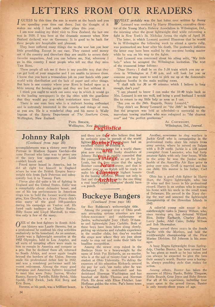 Boxing News Clipping #435 - Les Darcy, Dave Sands