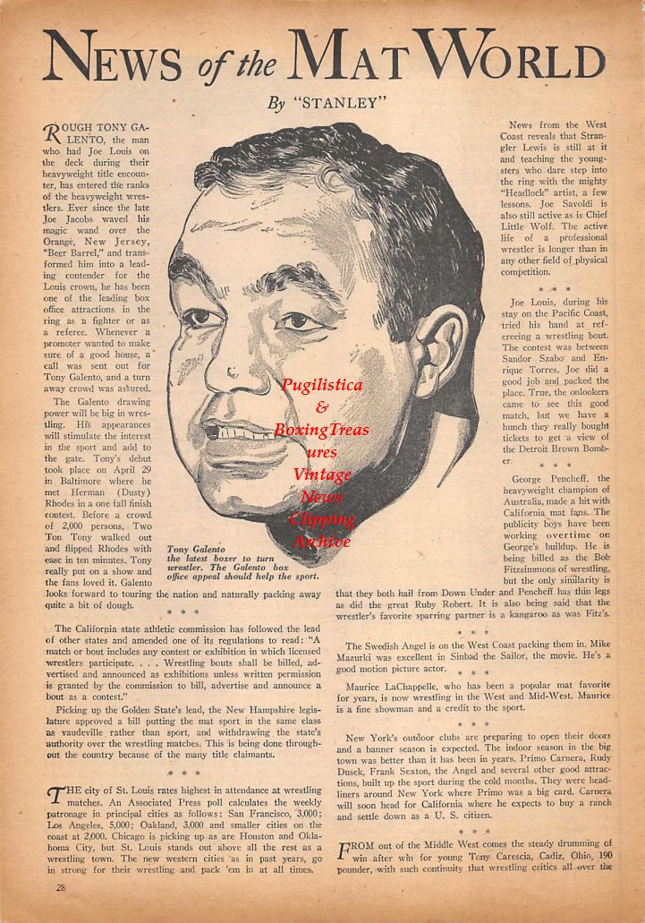 Boxing News Clipping #437 - Tony Galento, Jack Sharkey