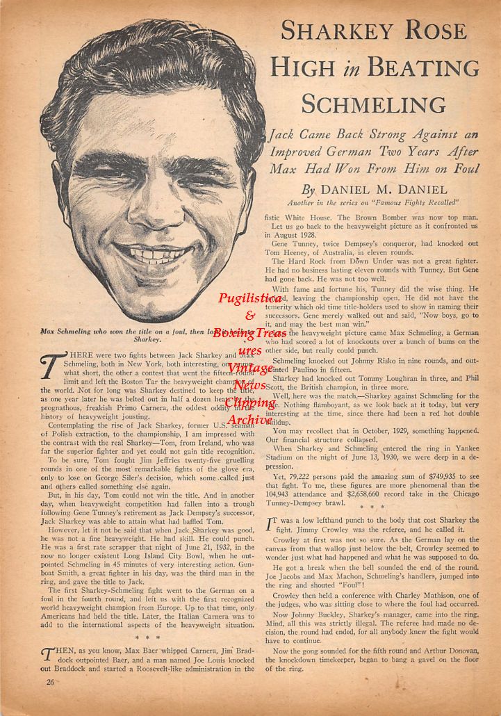 Boxing News Clipping #438 - Johnny Ralph, Laurie Stevens, Boer Rodel, Max Schmeling
